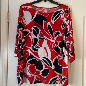 Red, white and blue three quarter sleeve blouse size 2x